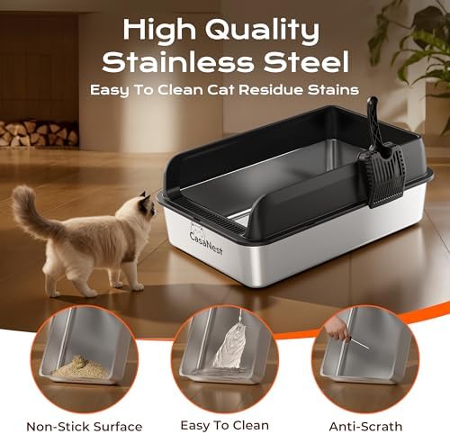 XXXL Stainless Steel Litter Box, 28.1'' Metal Cat Litter Box - Image 4