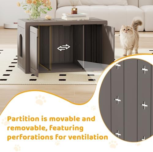 Cat Litter Box Enclosure, Indoor Outdoor Cat House Weatherproof, Side Table - Image 3