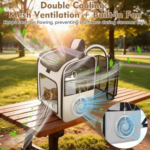 Cat Backpack Carrier with Cooling Fan & Heating Pad up to 18 lbs - Image 3