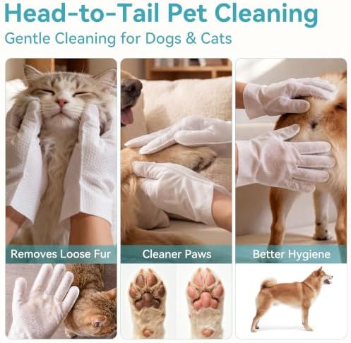Pet Glove Wipes for Dogs & Cats, Grooming Bath Wipes - Image 2