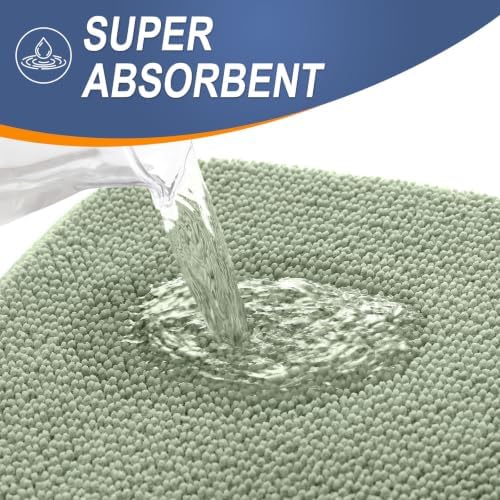 OLANLY Memory Foam Large Bathroom Rug 59x35, Absorbent Bath Mat, Sage Green - Image 3