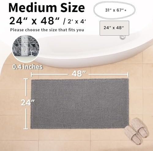 Waffle Bath Mat, Boho Bathroom Rugs Non Slip Washable - Image 2