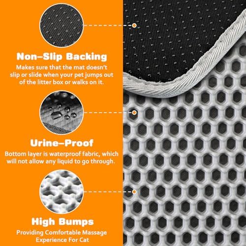 Cat Litter Mat 27"x46", Double Layer EVA litterbox Mat - Image 4