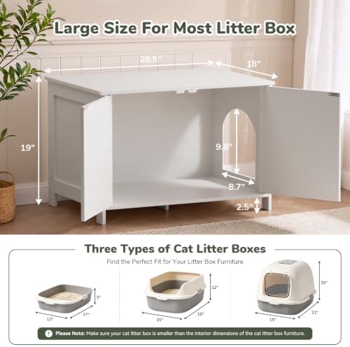 Hidden Cat Litter Box Enclosure Furniture, Dog Proof Kitty Washroom Cabinet - Image 4