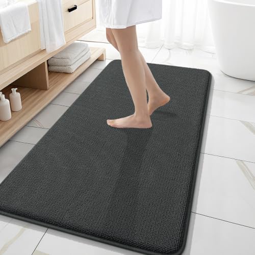 OLANLY Memory Foam Bathroom Runner Rug 47x20, Absorbent Long Mat, Dark Grey by OLANLY