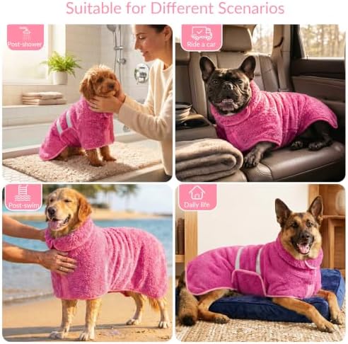 Dog Bathrobe, Super Absorbent for Small to Large Dogs, Rose Pink XL - Image 7