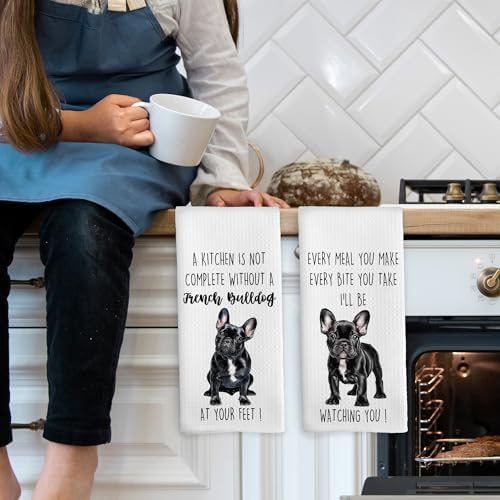 French Bulldog Dog Kitchen Towels Set of 2, Funny Dog Kitchen Decor, Dogs Gifts - Image 3