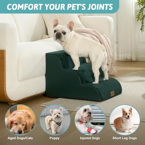 COZY KISS Wide Dog Stairs for Small Dog 15.7" H, 3 Step Pet Ramp for Couch - Image 5