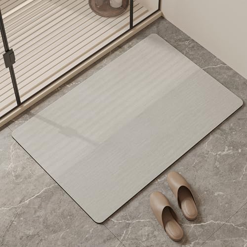 Mecko Bath Mat 24"x48", Ultra Thin Bathroom Rug fit Under Door Light Grey by Mecko