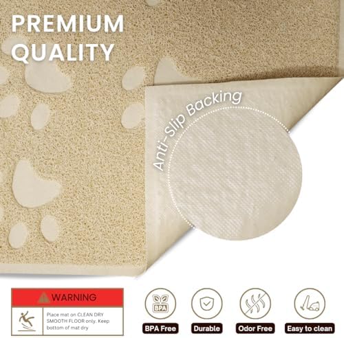 Andalus Small Cat Litter Mat, Non-Slip & Easy to Clean Cat Litter Box Mat - Image 2