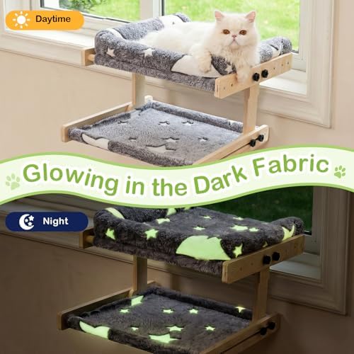 Cat Window Perch, Glow in The Dark Cordless Pet Hammock Bed - Image 2