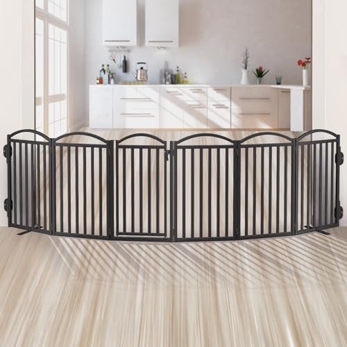 Malier Metal Freestanding Dog Gates, Outdoor Indoor Dog Fences, Extra Wide by Malier