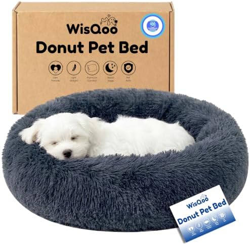 Calming Donut Dog Bed – Faux Fur Anti-Anxiety Pet Bed by Unknown