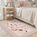 Pink Area Rug 3x5 for Bedroom Entryway Dog Animal Rug by WelcometoBabovid