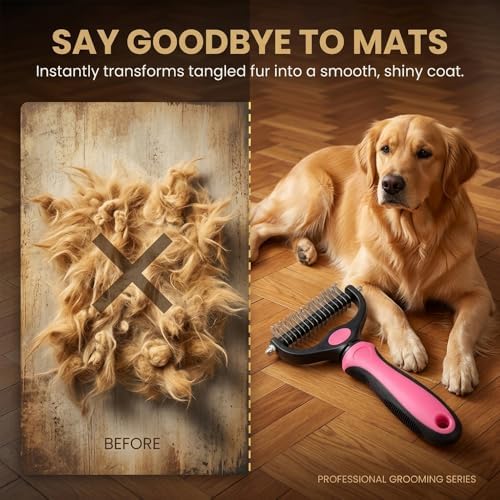 Dematting Comb for Dogs and Cats, Undercoat Rake Pet Brush for Long Hair - Image 6
