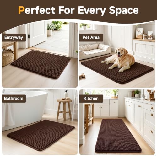 Ophanie Brown Bathroom Rugs Sets 2 Piece, Soft Chenille Bath Mat, Non Slip - Image 7