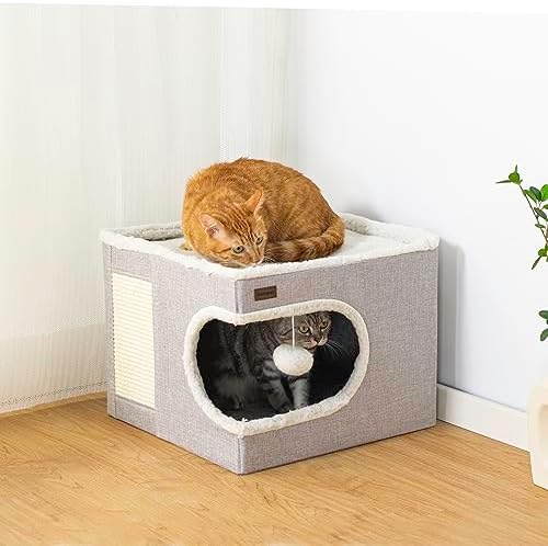 Garnpet Cat Bed for Indoor Cats Cube House, Covered Cat Cave Beds & Furniture - Image 5