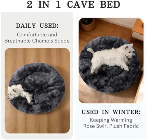 NOYAL Calming Donut Dog Bed, Hooded Cave - Image 2