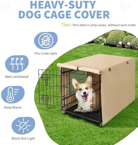 X-ZONE PET Dog Crate Cover Waterproof Kennel Cover, 30 in Beige - Image 5