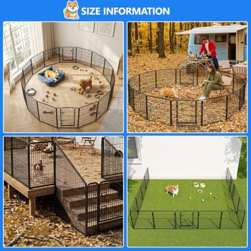 Dog Playpen Outdoor, 40 Inch Height 16 Panels Foldable Dog Fence - Image 6