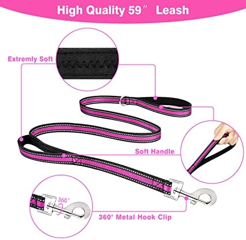 WINSEE Pet Harness Collar and Leash Set, All-in-one Reflective Dog Harness No - Image 3