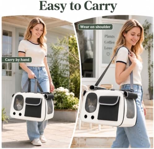 Soft-Sided Cat Carrier, 17.7“×10.2”×11“ Foldable Portable Pet Travel Bag - Image 6