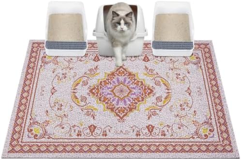 Glittme Cat Litter Mat with Non-Slip Bottom Litter Box Mat 40"X30" Litter by Glittme