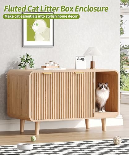 Fluted Cat Litter Box Enclosure Furniture - Image 4