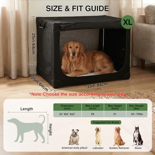 33 x 25 x 25 Inch Collapsible Soft Dog Crate - Image 2