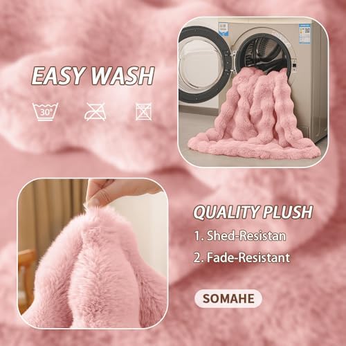 SOMAHE Soft Faux Fur Pet Blanket, Medium 28x22 Soft Pink - Image 6