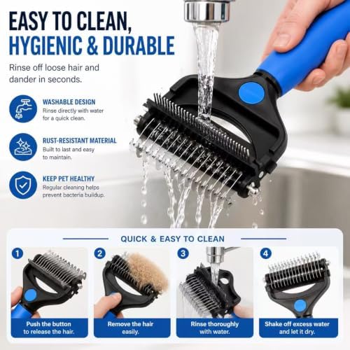 Deshedding Dog Brush，3-in-1 Undercoat Rake - Image 3