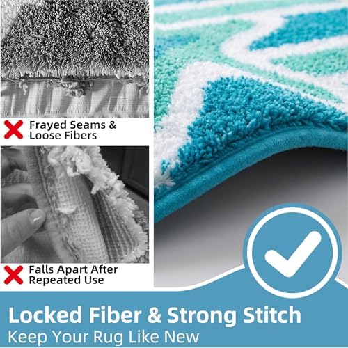 Blue Coastal Bathroom Rugs Soft Absorbent Microfiber Beach Decor - Image 6