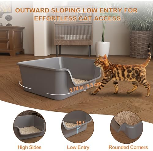 Open-Top Large High Sides Cat Litter Box - Image 3