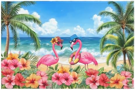 Giwawa Summer Flamingos Bath Rug Tropical Beach Extra Soft Shower Mat 16x24 by Giwawa
