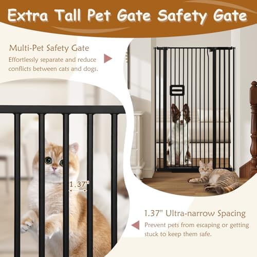 55'' Extra Tall Cat Gate, 34.2"-38.2" Wide Auto Close Tall Pet Gate - Image 3