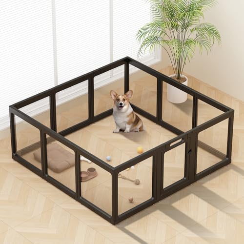 Clear Acrylic Dog Playpen Indoor Pet Pen, 12 Panels by ClimbHope