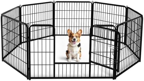 DUMOS Dog Playpen 32 Inch 8 Panels Indoor Outdoor Metal Pet Fence by DumosLifestyle