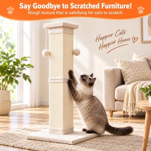 SOCATER Cat Scratching Post 33 Inch Nature Sisal Cat Scratch Post - Image 3