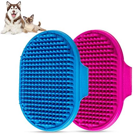 Dog Bath Brush Pet Bath Comb Brush Soothing Massage Rubber Comb 2pcs by Aoche