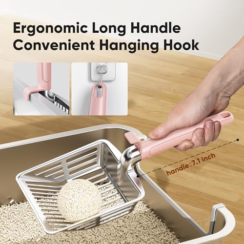 Large Metal Cat Litter Scoop w/ Deep Shovel, Dual-Size Holes & Hanging Hook - Image 6