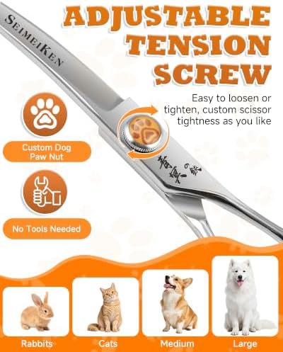 Dog Grooming Scissors 7", Pet Curved Scissors, Dog scissors - Image 3