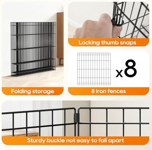 NChanmar Pet Dog Palypen Metal Dog Fence 24 Inch Height 8 Panels - Image 6