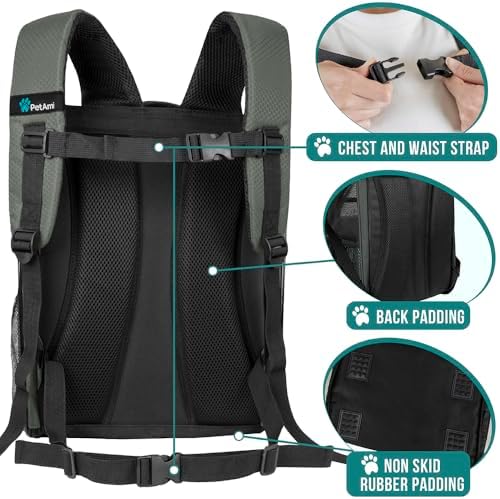 PetAmi Dog Backpack Carrier for Small Large Cat, Ventilated Pet Hiking Backpack - Image 5