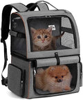 Double Cat Backpack Carrier for 2 Cats, Double-Compartment Pet Carrier Backpack by LEKEBOBOR