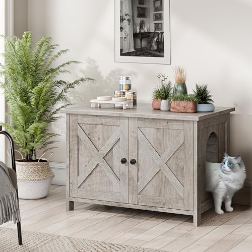 JY QAQA Cat Litter Box Enclosure, Litter Box Furniture Hidden - Image 7