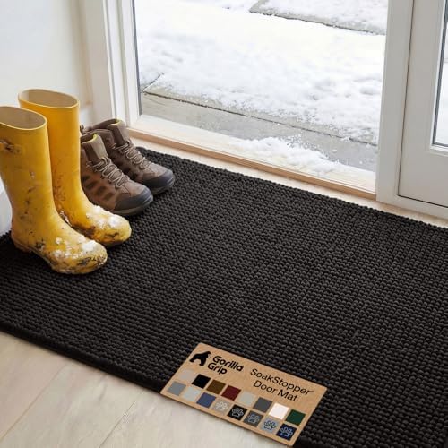 GORILLA GRIP SoakSTOPPER Dog Door Mat, Machine Wash and Dry, 48x30 Black by GorillaGrip