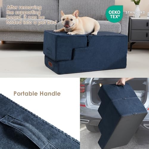 EHEYCIGA Dog Stairs for High Bed 25" H, Extra Wide Dog 5-Step - Image 6