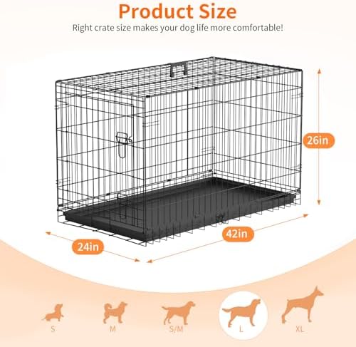 FDW | 42" Foldable Metal Dog Crate | Dark Black | Cage - Image 6