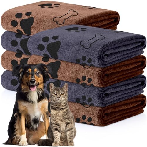 8 Pcs Dog Towel for Drying, 40 x 24 Inch, Dog Paw and Bone by Chumia