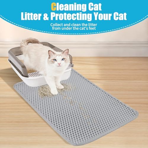 Cat Litter Mat 35"x24", Double Layer Waterproof Litterbox Mat - Image 4